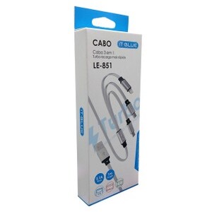 CABO USB 3 EM 1 CARREGAMENTO PARA IOS TIPO C E MICRO USB (V8) - IT BLUE LE-851