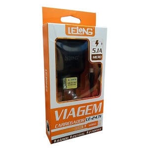 CARREGADOR COMPLETO PARA V8 (MICRO USB) 5.1A LE-243V