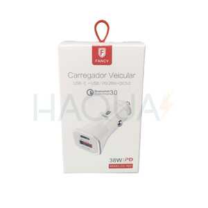 CARREGADOR VEICULAR C/2 ENTRADAS 1USB 1TIPO-C CC-K02 FANCY