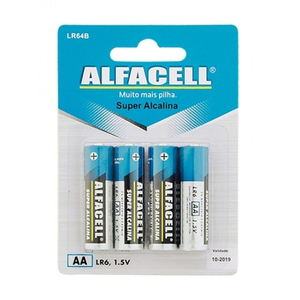 PILHA ALCALINA AA LR6/4B - 1.5V 4 UN ALFACELL