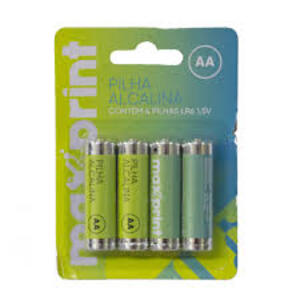 PILHA ALCALINA AA LR6 - 1.5V QUATRO UNIDADES MAXPRINT 756343