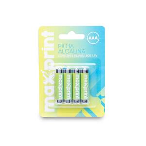 PILHA ALCALINA AAA 4 UNIDADES 1,5V - MAXPRINT 756362