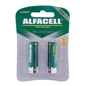 PILHA RECARREGÁVEL AA 1800MAH 2 UNIDADES - ALFACELL ALPR62007