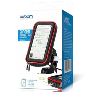 SUPORTE DE SMARTPHONE PARA MOTO COM CASE IMPERMEÁVEL E CARREGADOR USB SP-CA35S
